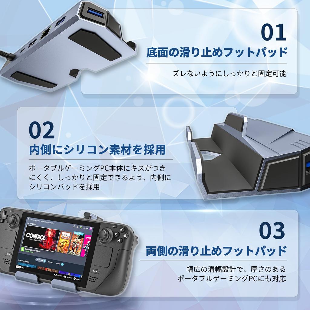 TENKU Tragbarer Gaming-PC Universelle Cradle Dockingstation Dock für Steam ROG und GPD 100W LAN HDMI 4K 60Hz 6-in-1 Deck, Ally, ONEXPLAYER, AYANEO, PD,