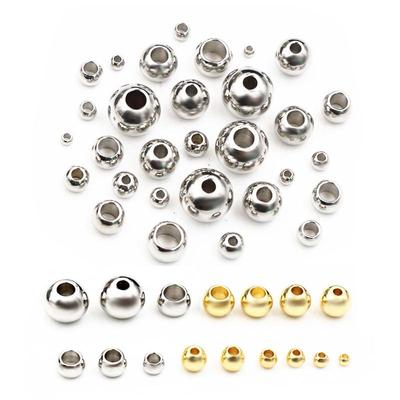 Contas Espaçadoras de Aço Inoxidável Resistentes à Cor: Contas com Furo Passante, Perfuradas para Joias DIY, 30-100 Contas Soltas