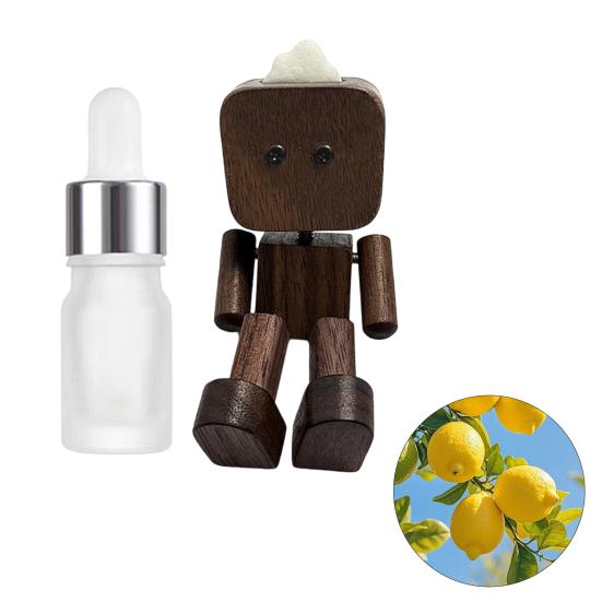 Wooden Man Figurine with Swing Feet Car Aromatherapy Ornament Handcrafted Wooden Art Piece Auto Decor