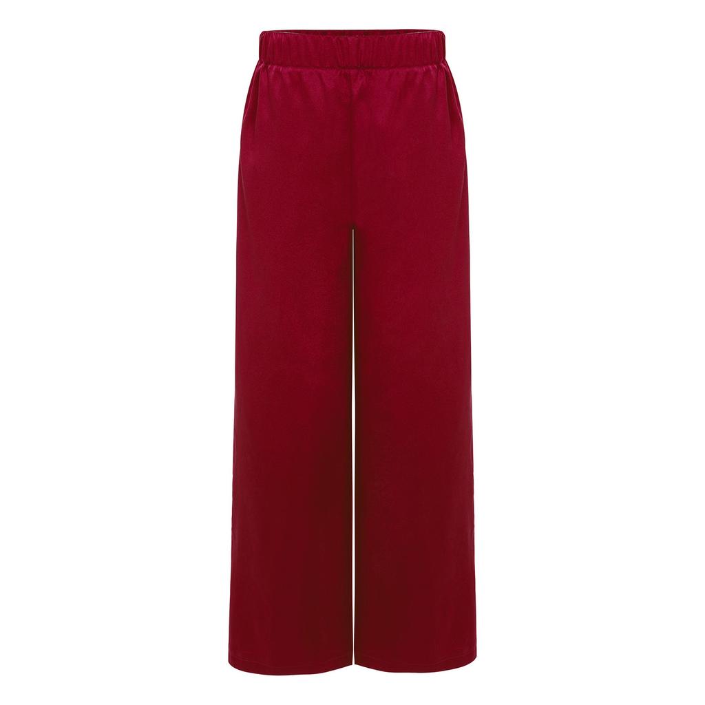 Jungen Anbetungstanzhose Elastischer Bund Einfarbig Satinmaterial Weitbeinige Hose Performance-Unterteil