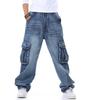 Jeans Baggy Hip Hop pour hommes, Jeans multi-poches, Skateboard, jogging tactique, pantalon en Denim, taille