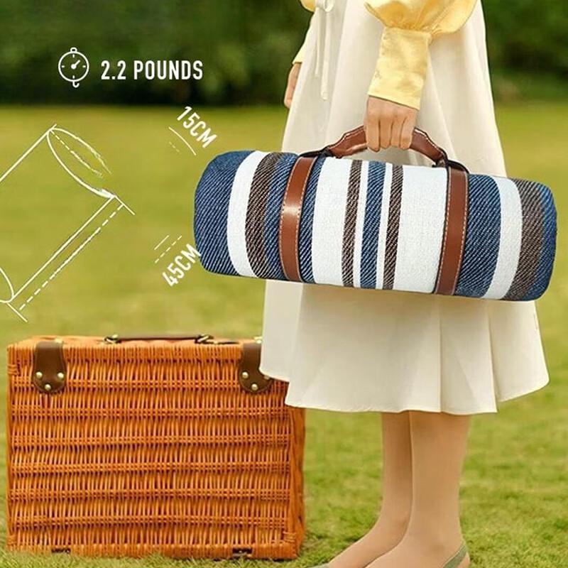 Makizaza Blue and White Stripe Picnic Mat