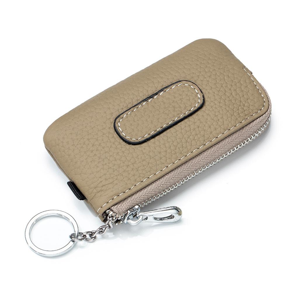 

Мини кошелек для мелочи женский маленький многофункциональный брелок для ключей новый, первый слой коровьей кожи нишевый простой ручной кошелек для мелочи светло-серый