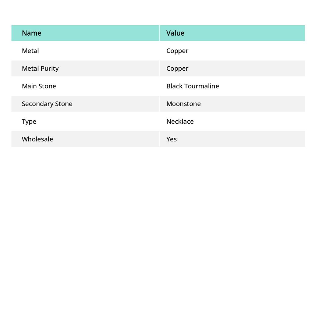 Black Tourmaline, Moonstone Gemstone Copper Wire Wrap Jewelry Necklace 18" C7j22