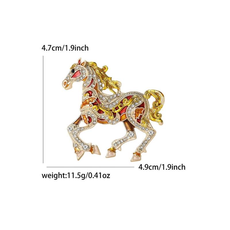 1Pc Animal Decoration Commemorative Gift Diamond Studded Fresh Zinc Alloy Sweet Pony Brooch