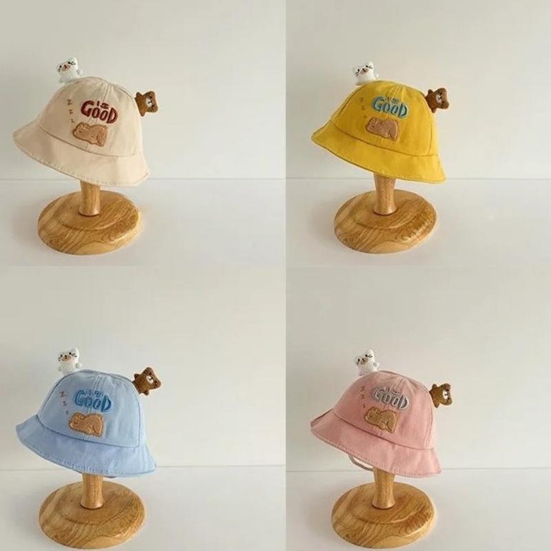 New Baby Bucket Hat With Ears Cute Cartoon Animals Baby Boy Girl Sun Cap Infant Toddler Fisherman Hat