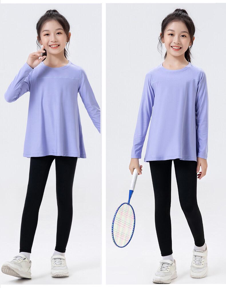 Girls' Quick-Dry Sports T-shirt: Breathable, Sweat-Wicking, Elastic, Ideal for Fitness and Yoga. Perfect for Spring and Autumn.