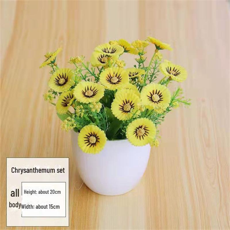 Decorative Small Artificial Potted Flowers Set for Home and Living Room Decor