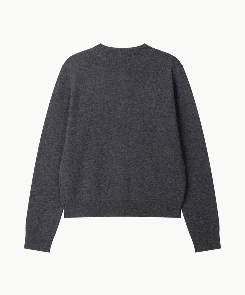 Leondi Fine Merino Wool Round Cardigan - Charcoal