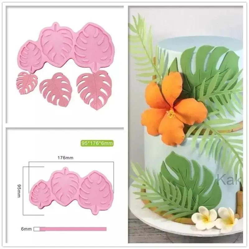 1 Pcs 3 Sizes Made Decorating Leaves Chocolate Candy Monstera Leaf Silicone Mold Fondant Cake Decoration Silicone Mold Hand