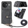 For Xiaomi Poco F7 Pro 5G/Xiaomi Redmi K80 5G PU Leather Phone Back Cover with Zipper Card Holder and Long Strap