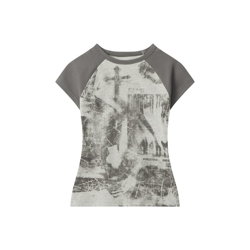 Streetwear Cross Graphic Short T-Shirt Cotton Tshirt Tops Tees Summer Short Sleeves T Shirt