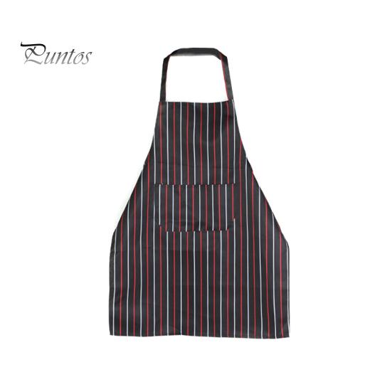 Oil-proof Chef Apron Waterproof Cleaning Bib Stripe Design Adjustable Polyester Cotten with Tool Pockets Wear-resistant for Men Women Oil Stain
