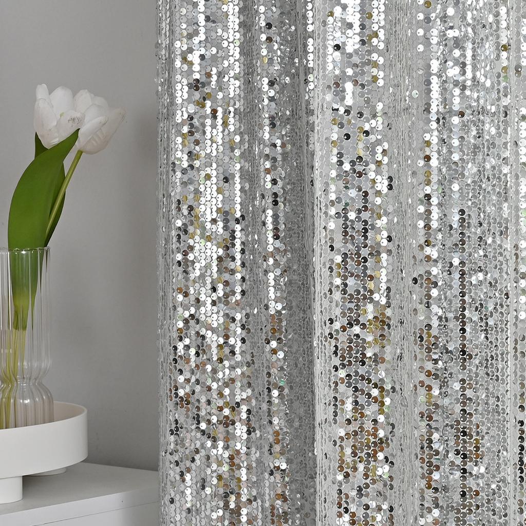 Broderade Paljett Genomskinliga Gardinstångsgardiner Dekorativa Gardiner