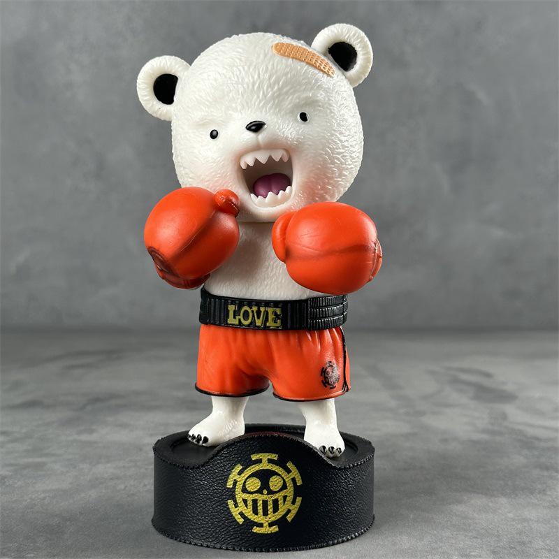 One Piece Bepo Bear Boxing Gloves Anime Figure Statue - Cute Desktop Ornament