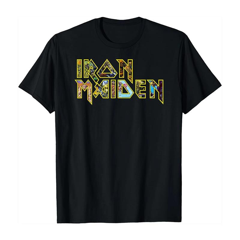 

2025 Summer Pop Band Iron Maiden Iron Maiden Dark Rock Punk Loose Vintage Short-sleeved T-shirt S