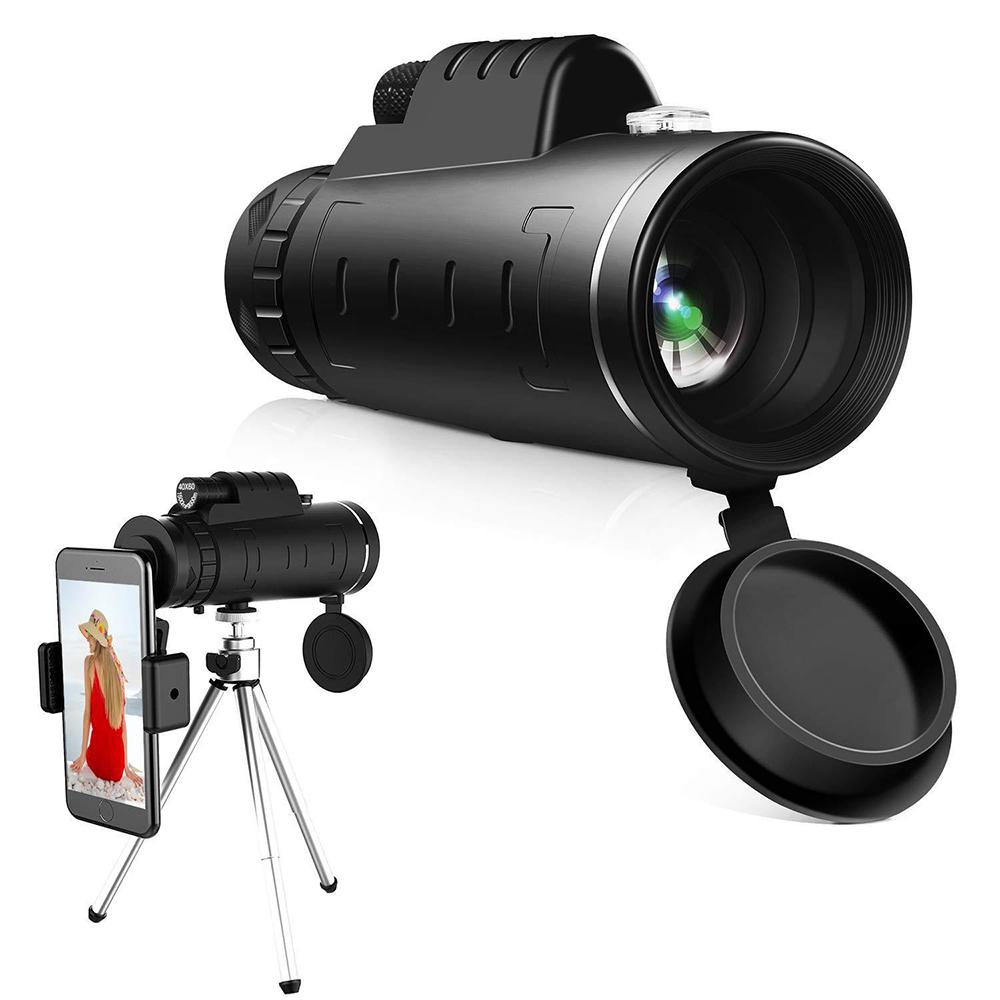 40x60 Hd Monocular Telescope Hunting Compass Low Light Night Vision Handheld With Tripod Phone Clip For Concerts Fishing Sailing