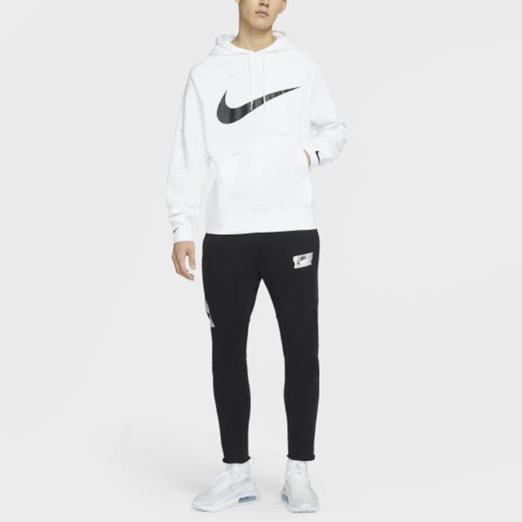 Nike Sportswear Swoosh All Over Print White Fleece Hoodie Unisex DA0111-100