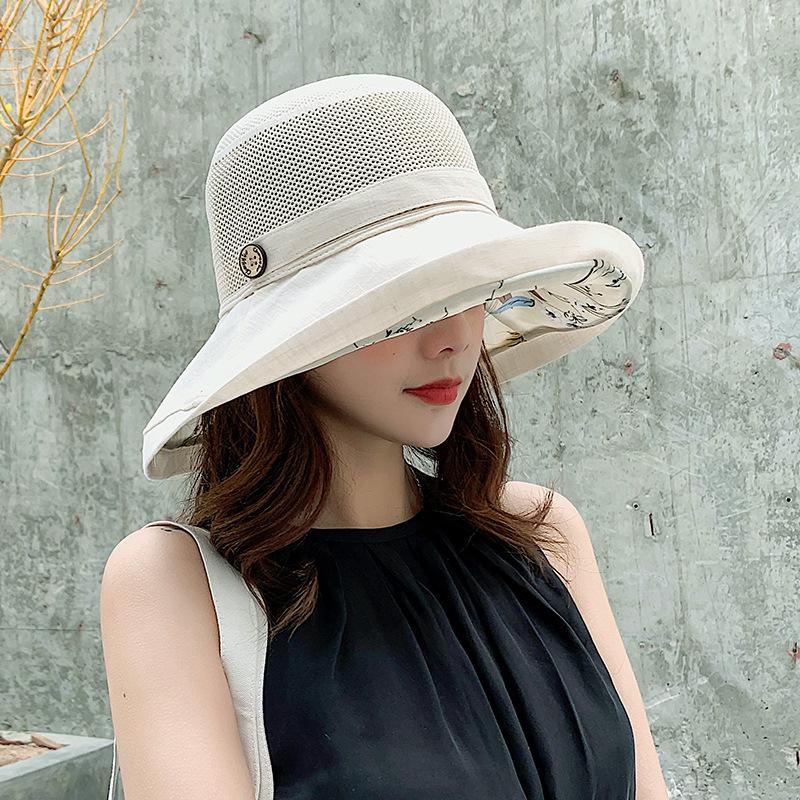 Women's Packable Mesh Sun Hat Summer Beach UV Protection UPF Wide Brim with Chin Strap