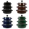 3Pcs Enamel Stockpot with Lid Cookware Housewarming Gifts Practical Creative