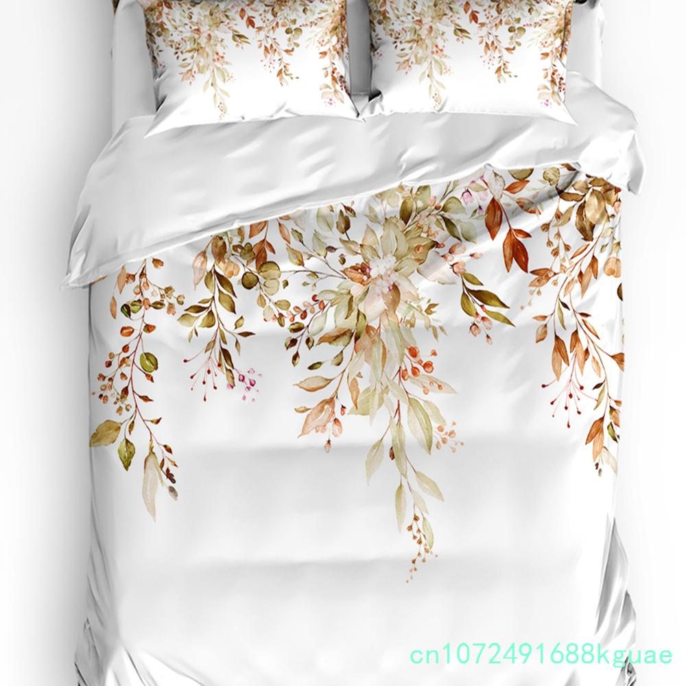 Fiori Selvatici Eucalipto Girasole Pianta Lavanda Set Biancheria da Letto 3 Pezzi per Letto Matrimoniale Tessile per la Casa Copripiumino Coperta Copricuscino