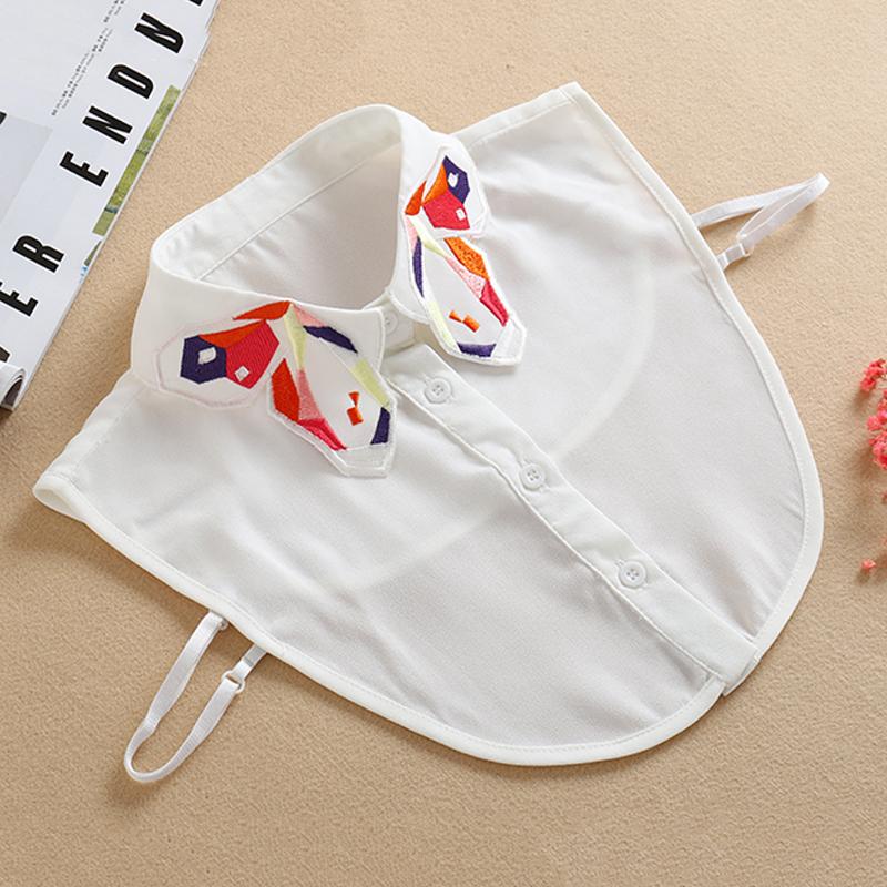 White Detachable Collar For Women  Ladies Tie Embroidery False Fake Collar Shirt Black Removable Nep Blouse Kraagie Faux Col