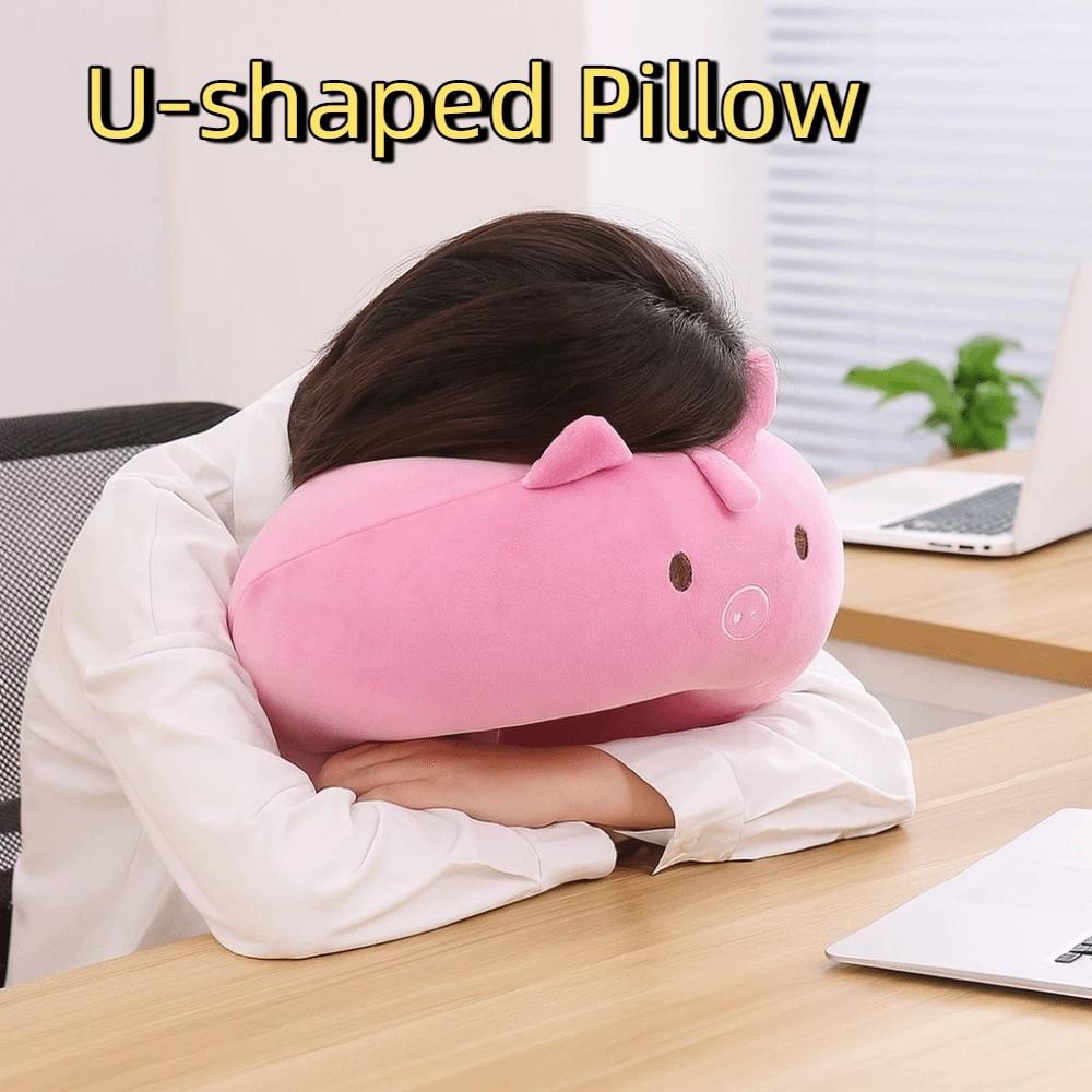 Cute Portable U-shaped Pillow Cartoon Animal Soft Travel Pillow with Eye Mask Slow Rebound Neck Support Pillow Traveling