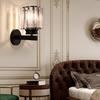 Modern Wall Lights Set of 2, E27 Black Silver Crystal Wall Sconce Lights Walls Lighting Fixtures for Bedrooms Living Room Corridor Hallway Stair