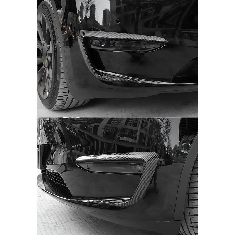 FASTCHE Front Fog Light Trim Cover for Tesla Model Y Eyebrow Spoiler Accessories Fog Lamp Frame Blade Trim Compatible with 2019 2020 2021 2022 2023