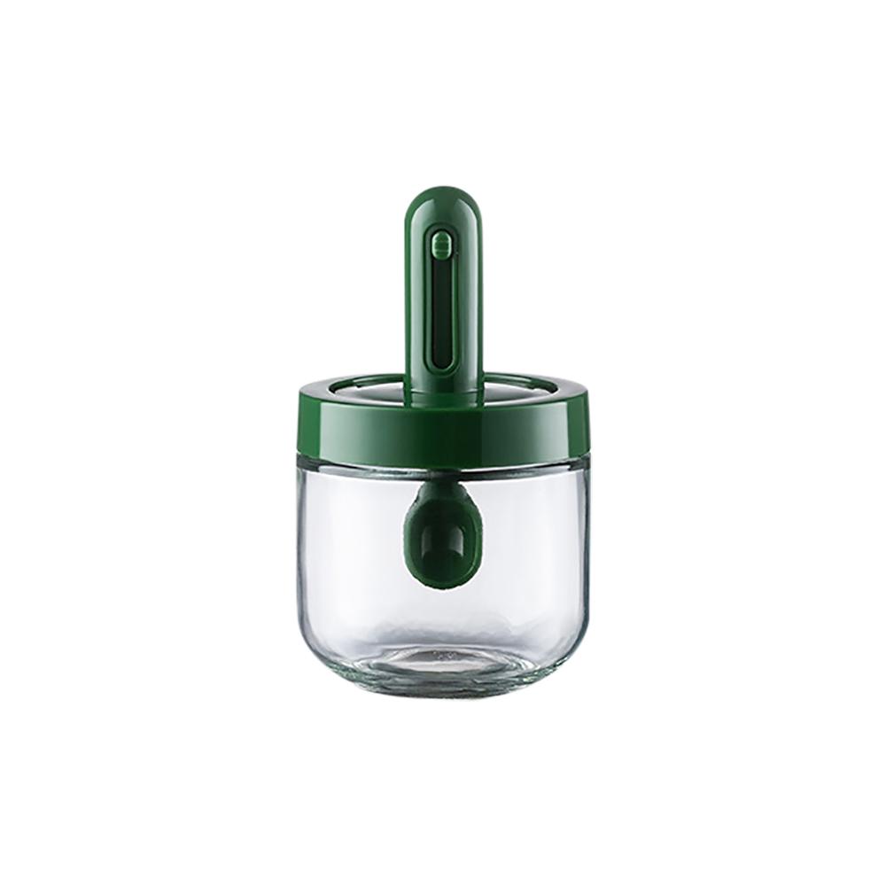 1pcs Glass Seasoning Bottle With Telescopic Spoon Household Kitchen Salt Storage Box Leak Proof and Moisture-proof