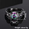 Huitan Women Black Ring Inlaid Bright Multicolored Cubic Zircon for Party Daily Trendy Accessories Unique Design Chic Jewelry