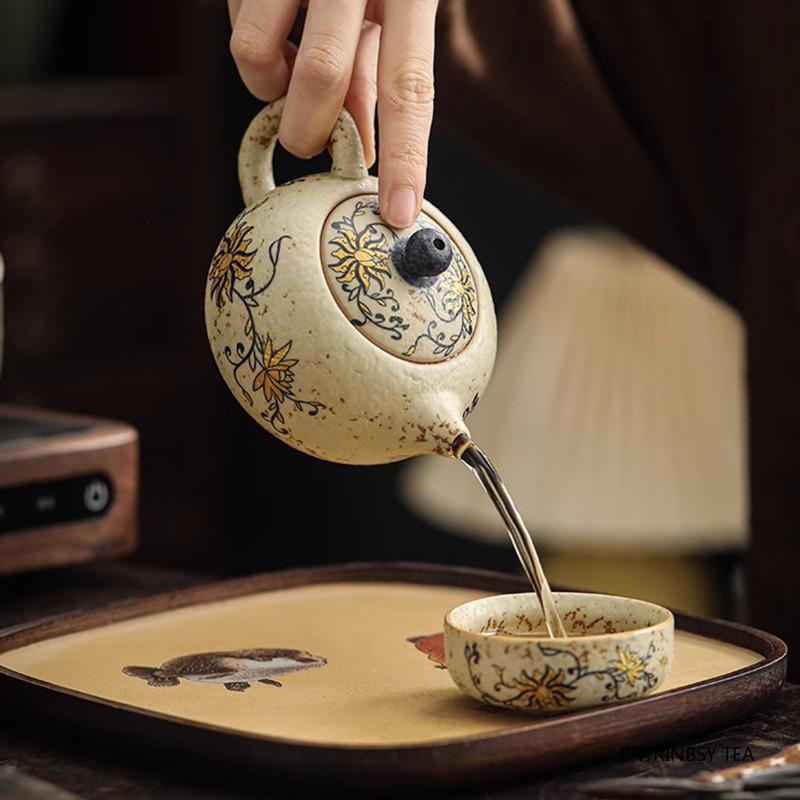 Chinese Traditional Ceramic Teapot Ball Hole Filter Handmade Flowers Xishi Tea Pot Beauty Tea Infuser Kettle Teaware 170ml