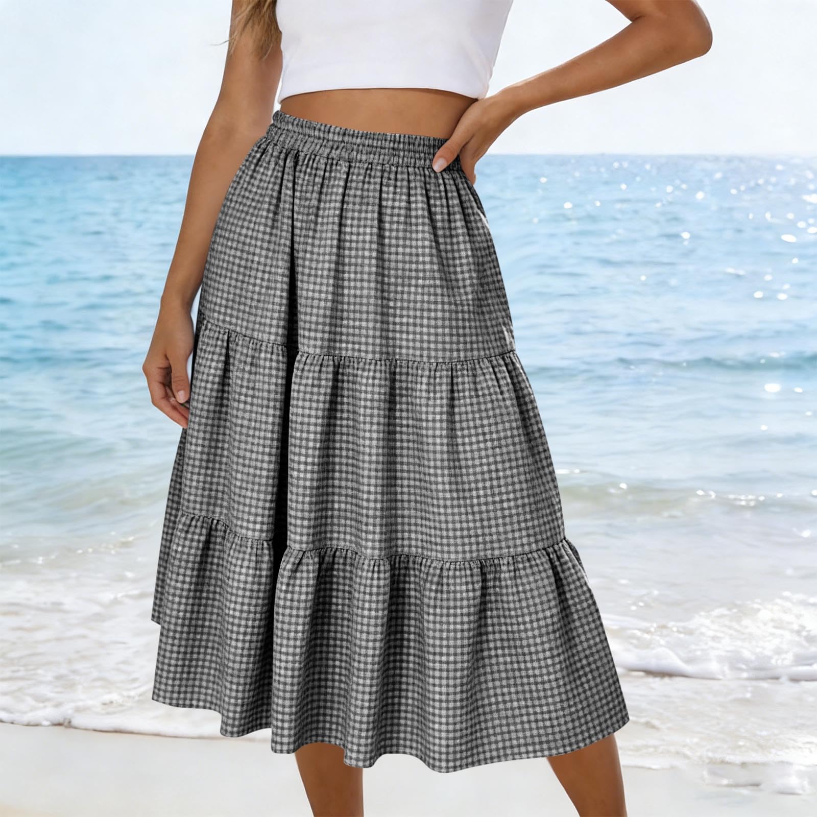 Women s Casual Fashion Summer Loose Half Skirt XXL чёрный