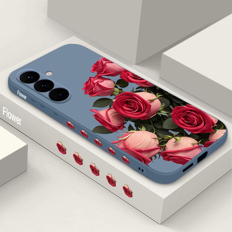 Lanyard Soft Case For Samsung Galaxy S24 S25 Ultra S23 S22 Ultra S21 S20 FE A14 A34 A15 A35 A52 A53 A54 A55 5G A16 A36 A56 Rose Flowers Case Cover