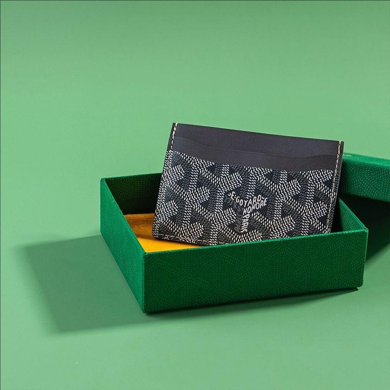 2025 Dogtooth Goyard Unisex Card and Coin Holder - Fashionable Two-Layer Cowhide Design