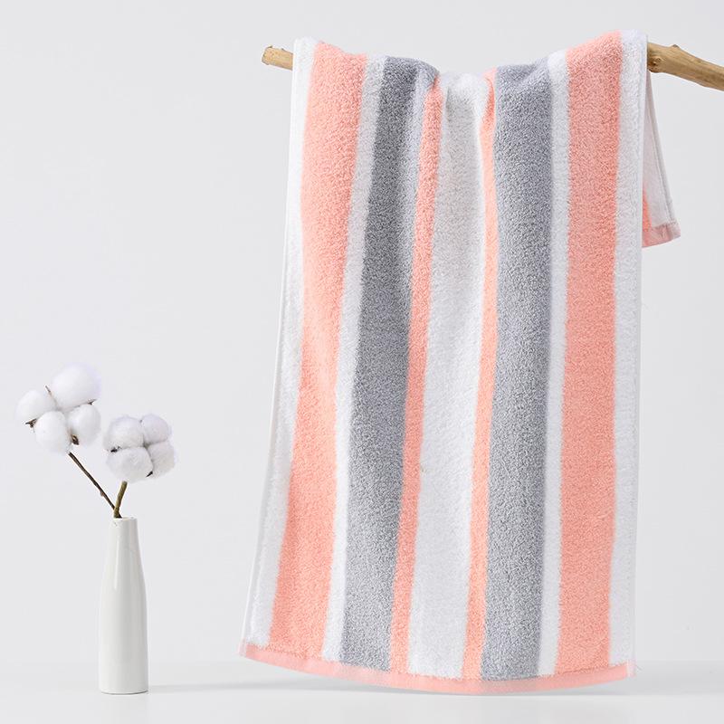 Adult Pure Cotton 32 Single Yarn Face Towel Color Knitted Jacquard Bath Towel Soft Striped Towel