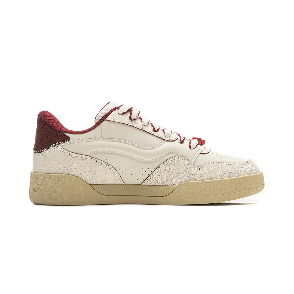 Li Ning 001 BTC 2 Slip Resistant, Abrasion Resistant, Breathable Low Top Skateboard Shoes Unisex White Red AGCV019-1