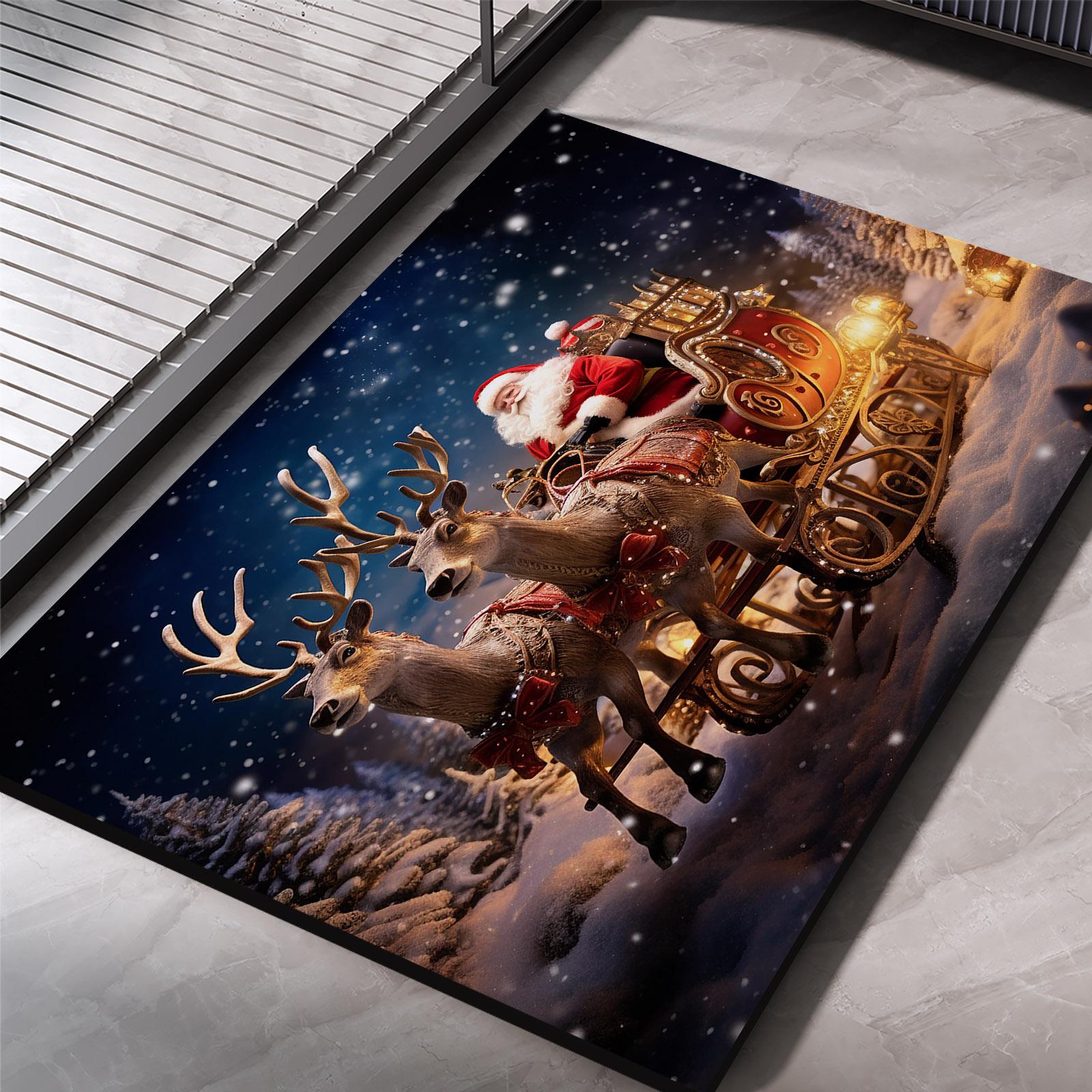 

Санта-Клаус Рождественский коврик для ванной Впитывающие коврики для ног Нескользящий коврик для душа Туалетный коврик Быстросохнущий коврик для двери Моющийся 40cmx60cm