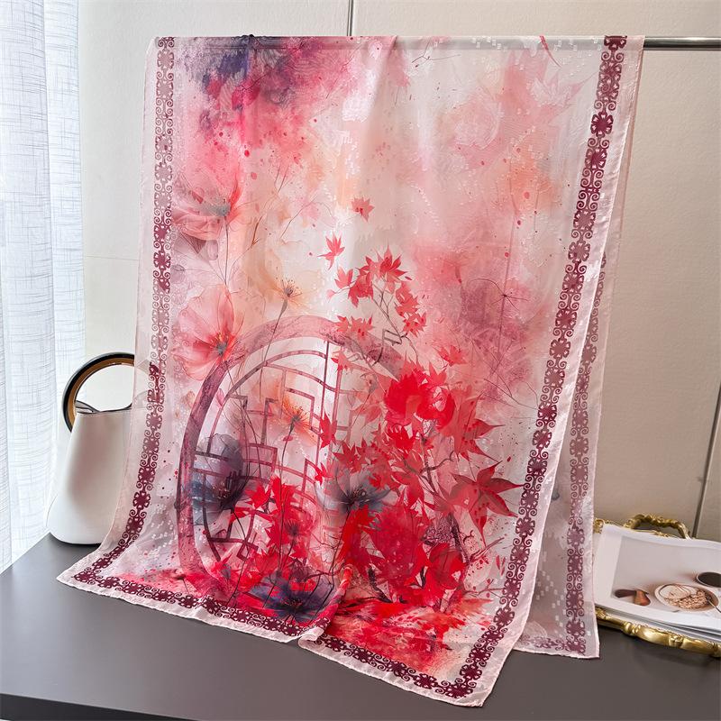 

Spring Autumn Thin Gauze Large Scarf 2025 Shawl 180*70cm Fashion Bandanna Popular Scarves Print Sunscreen Beach Towel Hijab Wrap 180x70cm