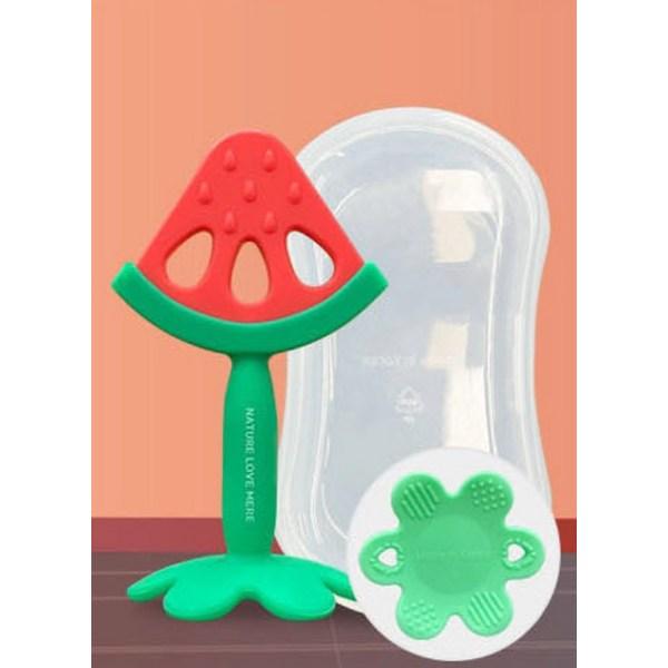 Nature Love Mere Chewable Silicone Fruit Baby Teether 3-Piece Set, Teeth Nozzle, Watermelon + Banana + Grape, Korean baby products