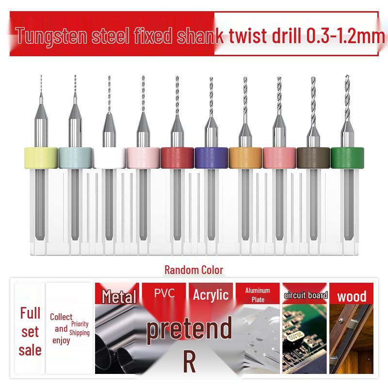 PCB Tungsten Steel Micro Twist Drill Set, 0.2-3.0mm, Fixed Shank