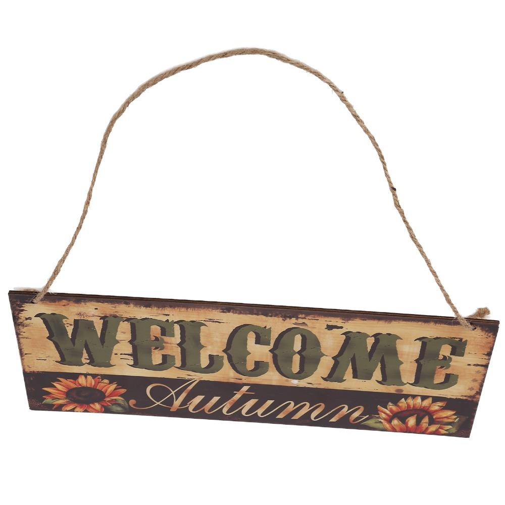 Lightweight Wooden Hanging Sign Pumpkin Sunflower Pattern Door Decor Home Decoration