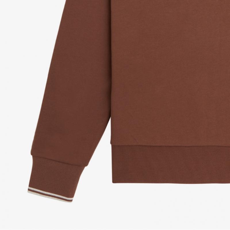 Fred Perry [baseline] Half Zip Sweatshirt   Whiskey Brown Afpm2433574 W52