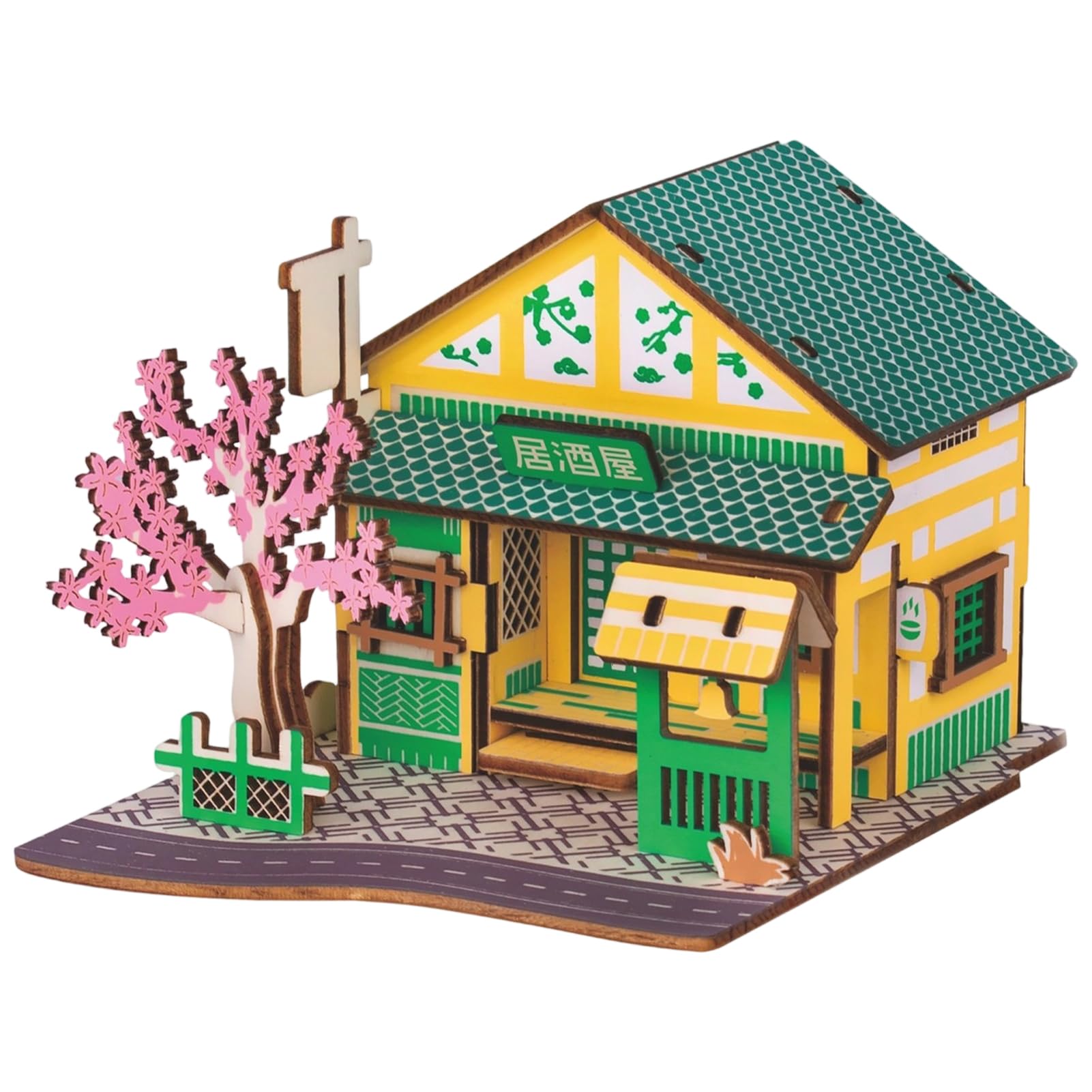 

3D Wooden Wooden 3D Architectural Wooden Puzzle DIY Interior Atmosphere Collectible Educational Gift for Kids and Birthday Shop Model Puzzle, House,