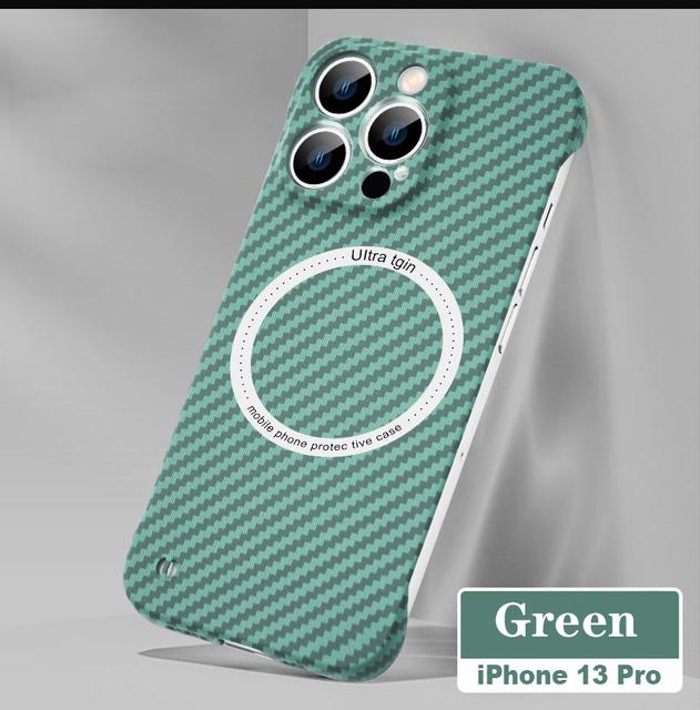 Para magsafe magnético caso de carga sem fio para iphone 13 12 11 pro max 13pro ultra fino padrão fibra carbono sem moldura capa