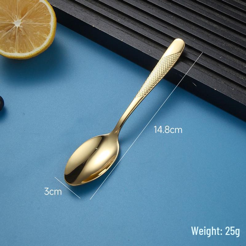 European Stainless Steel Four-Piece Cutlery Set: Star Diamond Steak Knife, Fork, and Coffee Spoon