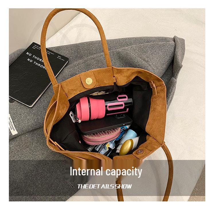 2025 Women's Suede Tote Bag - Large Capacity, Frosted Finish, Versatile Handbag for Autumn/Winter