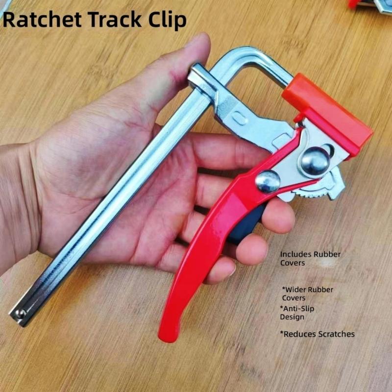 Heavy Duty Ratchet F Clamp Guide Rails Clamp For Woodworking With Quick Locking Mechanism And Antislip Jaw Pad