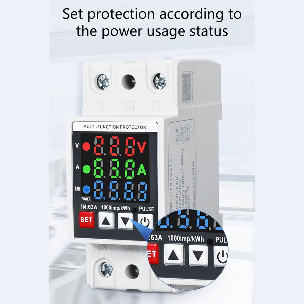 Multifunctional Overvoltage Protector with Voltage Current Display 3 Display Voltage Protector for Home & Office Safety