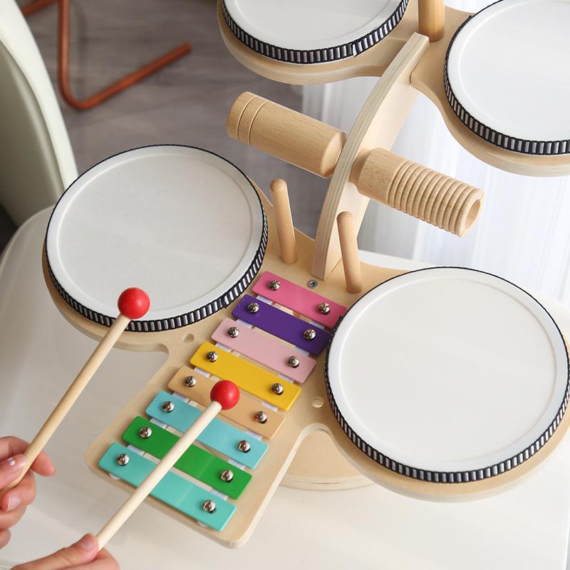 Wooden Early Education Beginners Percussion Bandstand Children'S Percussion Kit Drum Hand Percussion Drum Educational Toys